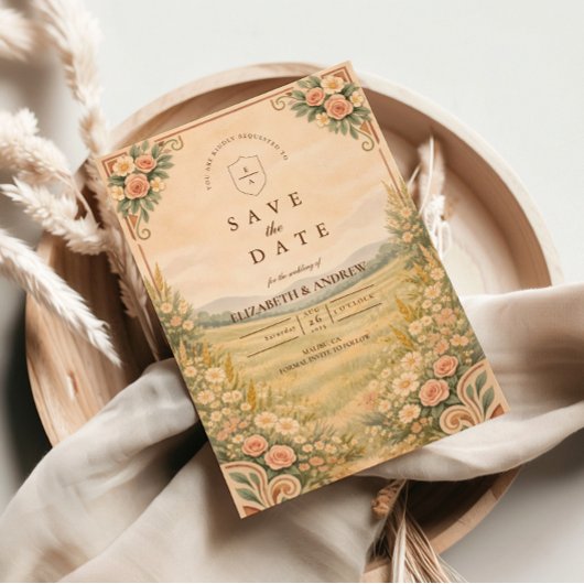 Save The Date Western Desert Floral Arch Wedding