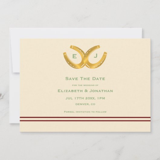 Save The Date Western Horseshoe Mariage (Devant)
