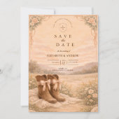 Save The Date Western Lace Cowboy Boots Wedding (Devant)