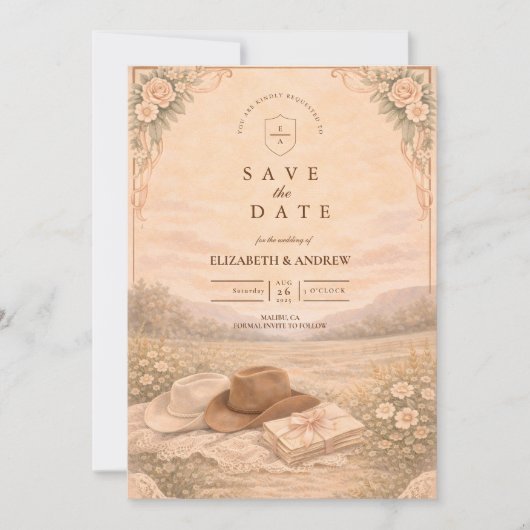 Save The Date Western Meadow Keepsake Wedding (Devant)