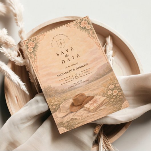 Save The Date Western Meadow Keepsake Wedding