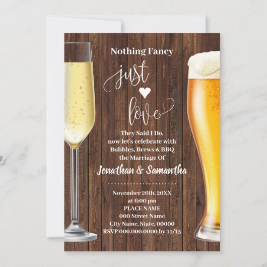 Save The Date Western Nothing Fancy Bubbles Brews & BBQ Invitati (Devant)