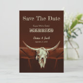 Save The Date Western Rustic Mariage Bull Skull Enregistrer La D (Debout devant)