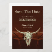 Save The Date Western Rustic Mariage Bull Skull Enregistrer La D (Devant / Derrière)