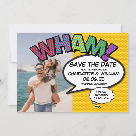 Save The Date WHAM Photo Enregistrer la date amusante rétro band (Devant)