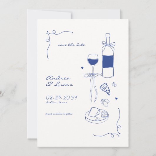 Save The Date Whimsical amusant main dessinée Frame Vin Mariage (Devant)