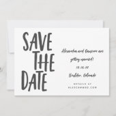 Save The Date Whimsical Black White Simple Script écriture manus (Devant)