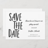 Save The Date Whimsical Black White Simple Script écriture manus (Devant / Derrière)