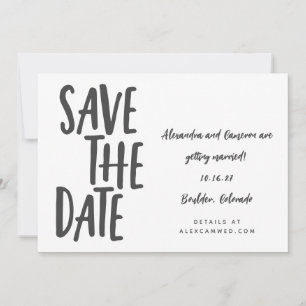 Save The Date Whimsical Black White Simple Script écriture manus