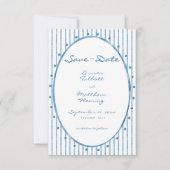 Save The Date Whimsical Blue Oval Watercolor Stripe Photo (Devant)