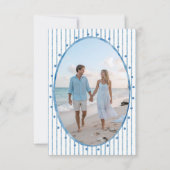 Save The Date Whimsical Blue Oval Watercolor Stripe Photo (Dos)
