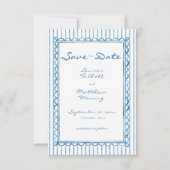 Save The Date Whimsical Blue Watercolor Stripe Photo Wedding (Devant)