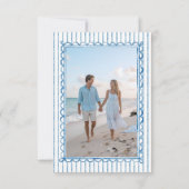 Save The Date Whimsical Blue Watercolor Stripe Photo Wedding (Dos)