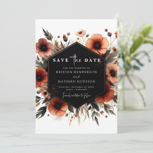 Save The Date Whimsical Boho Terracotta Mariage (Debout devant)