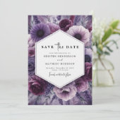 Save The Date Whimsical Botanical violet Mariage floral (Debout devant)