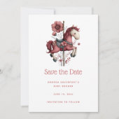 Save The Date Whimsical Carousel Horse Image Baby Shower (Devant)