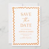 Save The Date Whimsical Citrus Orange Wavy Border Wedding (Devant)