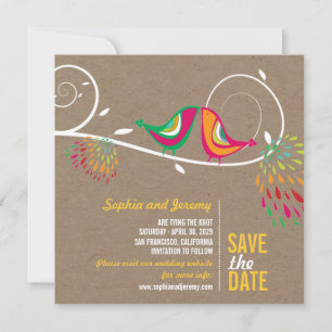 Save The Date Whimsical Colorful Bissers Birds Photo été
