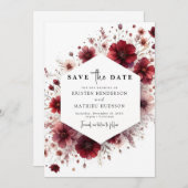Save The Date Whimsical Custom Mariage Bourgogne (Devant / Derrière)