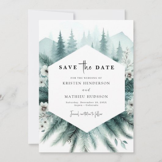 Save The Date Whimsical Custom Mountain Mariage (Devant)
