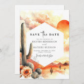 Save The Date Whimsical Desert Cactus Mariage (Devant / Derrière)