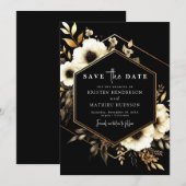 Save The Date Whimsical Digital Gold et Black Mariage (Devant / Derrière)