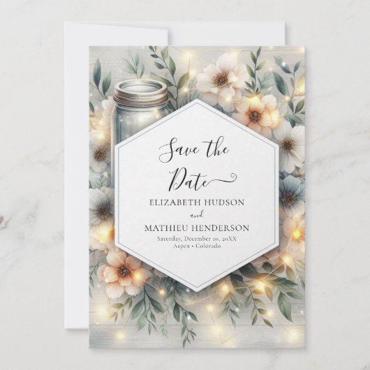 Save The Date Whimsical Digital Mason Jar Mariage (Devant)
