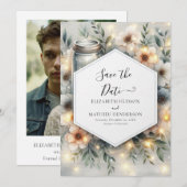 Save The Date Whimsical Digital Mason Jar Mariage (Devant / Derrière)