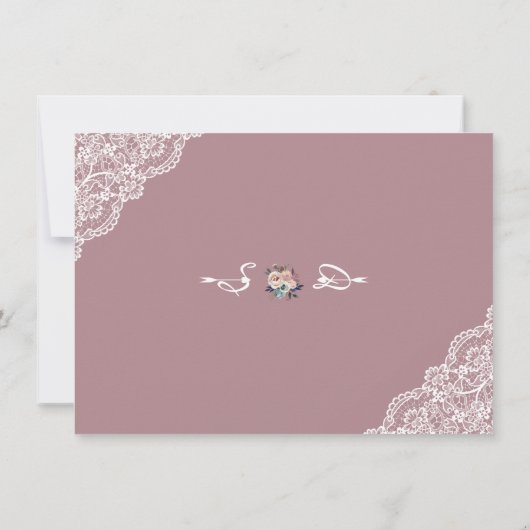 Save The Date Whimsical Dusty Blue Dusty Rose Fleurs Mariage (Dos)