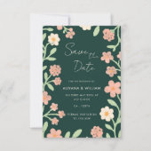 Save The Date Whimsical Elegant Green Floral Border Wedding  (Devant)