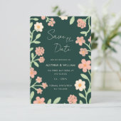 Save The Date Whimsical Elegant Green Floral Border Wedding  (Debout devant)