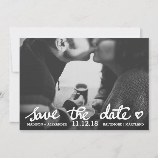 Save The Date Whimsical Enregistrer La Date Cute Coeur Script Ph (Devant)