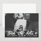 Save The Date Whimsical Enregistrer La Date Cute Coeur Script Ph (Devant / Derrière)