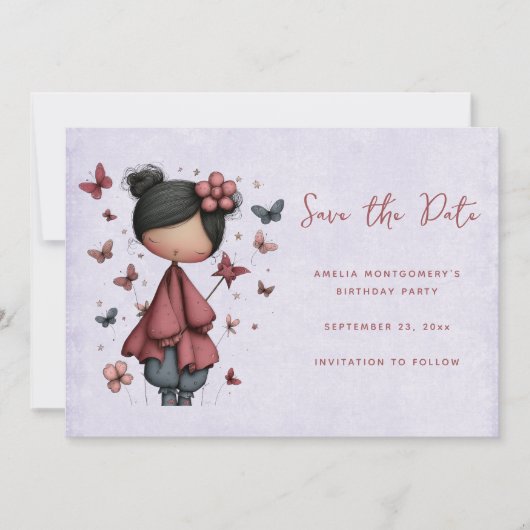 Save The Date Whimsical Fairy Doll Retro Cute (Devant)