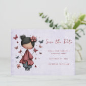 Save The Date Whimsical Fairy Doll Retro Cute (Debout devant)