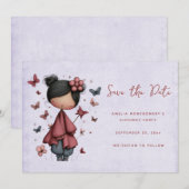 Save The Date Whimsical Fairy Doll Retro Cute (Devant / Derrière)