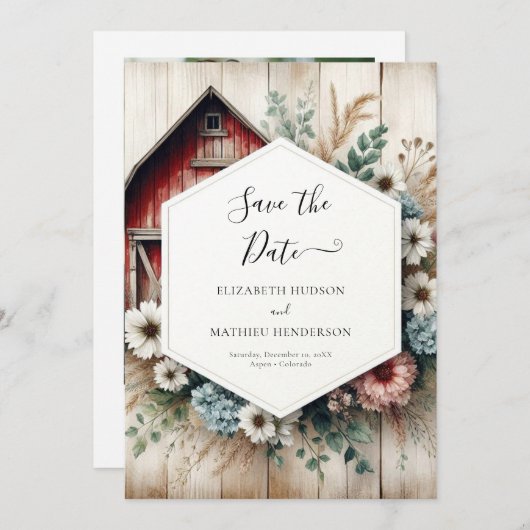 Save The Date Whimsical Farmyard Barnyard Mariage (Devant / Derrière)