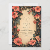 Save The Date Whimsical Floral Mariage Art Nouveau (Devant)