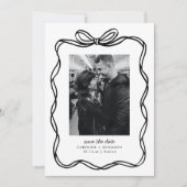 Save The Date Whimsical Hand Drawn Bow Modern Photo Wedding (Devant)