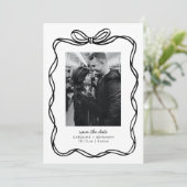 Save The Date Whimsical Hand Drawn Bow Modern Photo Wedding (Debout devant)