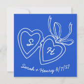 Save The Date Whimsical Heart Locket Doodle Sketch Modern CUSTOM (Devant)