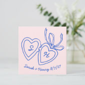 Save The Date Whimsical Heart Locket Doodle Sketch Modern CUSTOM (Debout devant)