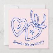 Save The Date Whimsical Heart Locket Doodle Sketch Modern CUSTOM (Devant)