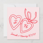 Save The Date Whimsical Heart Locket Doodle Sketch Modern CUSTOM (Devant)