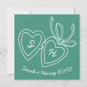 Save The Date Whimsical Heart Locket Doodle Sketch Modern CUSTOM (Devant)