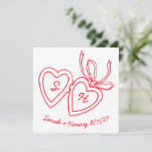 Save The Date Whimsical Heart Locket Doodle Sketch Modern CUSTOM (Debout devant)