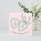 Save The Date Whimsical Heart Locket Doodle Sketch Modern CUSTOM (Debout devant)