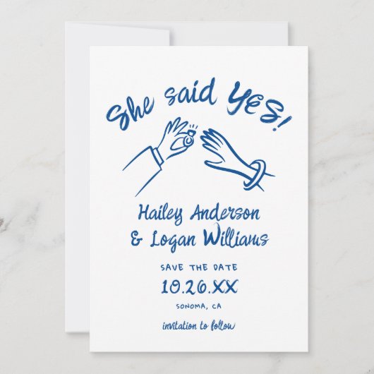 Save The Date Whimsical Illustré mignon moderne Mariage amusant (Devant)