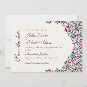 Save The Date Whimsical Luxury ivoire Floral Style Mariage front