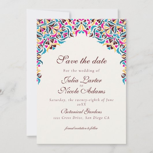 Save The Date Whimsical Luxury ivoire Floral Style Mariage front (Devant)